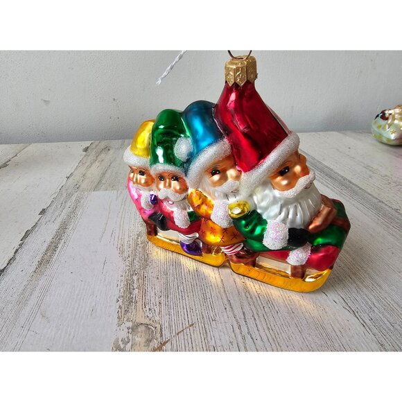Radko Santa elf sledding vintage toboggan bob squad Xmas tree large - Picture 1 of 9